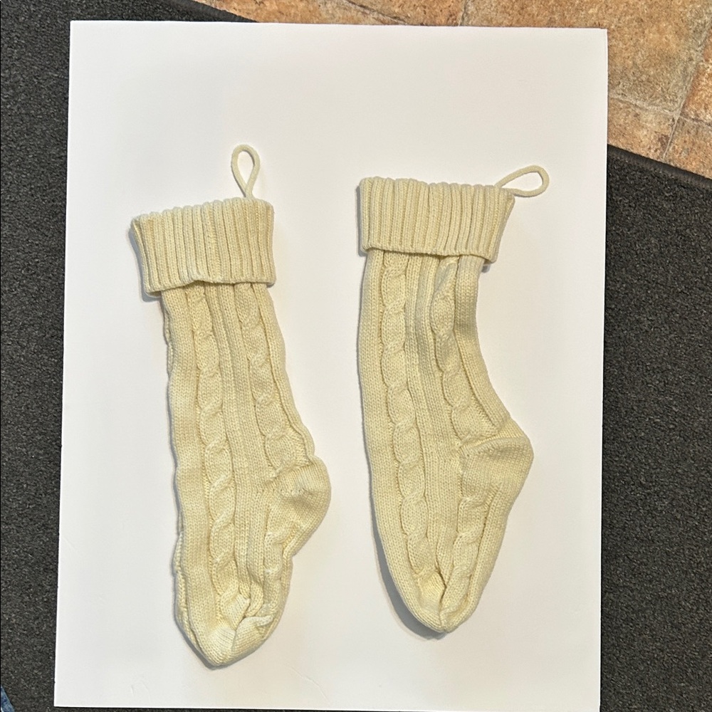 Cream Cable Knit Christmas stockings